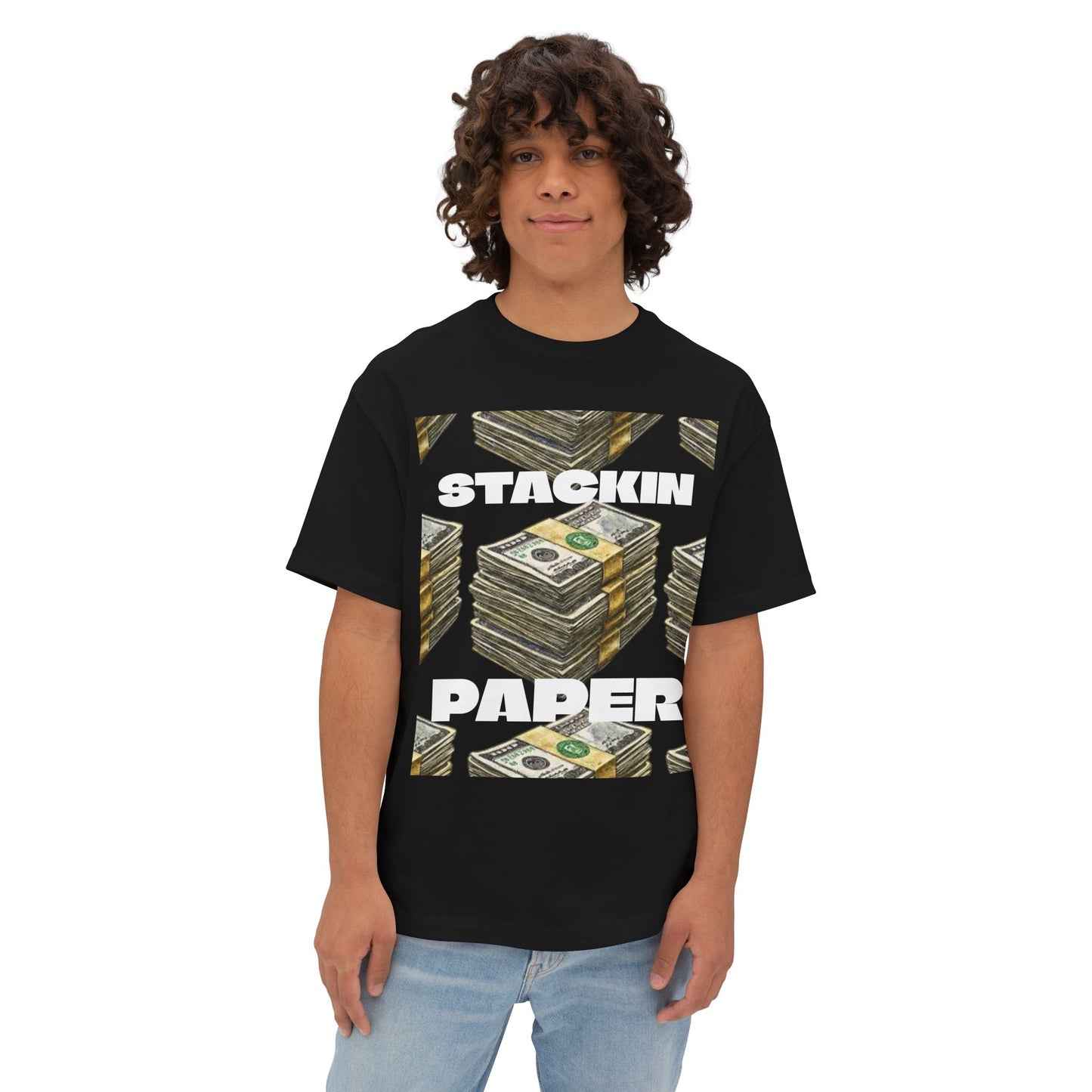 "STACKIN PAPER" Graphic Boxy Tee