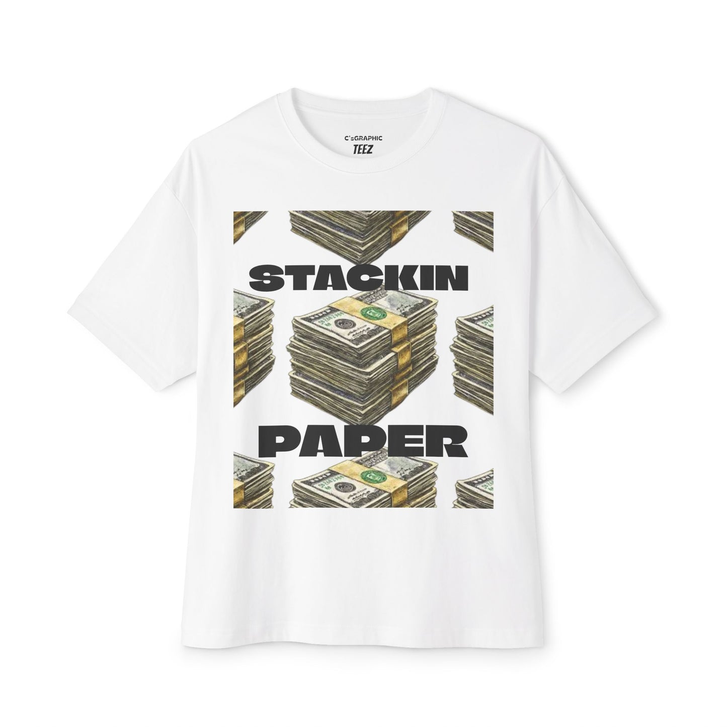 "STACKIN PAPER" Graphic Boxy Tee