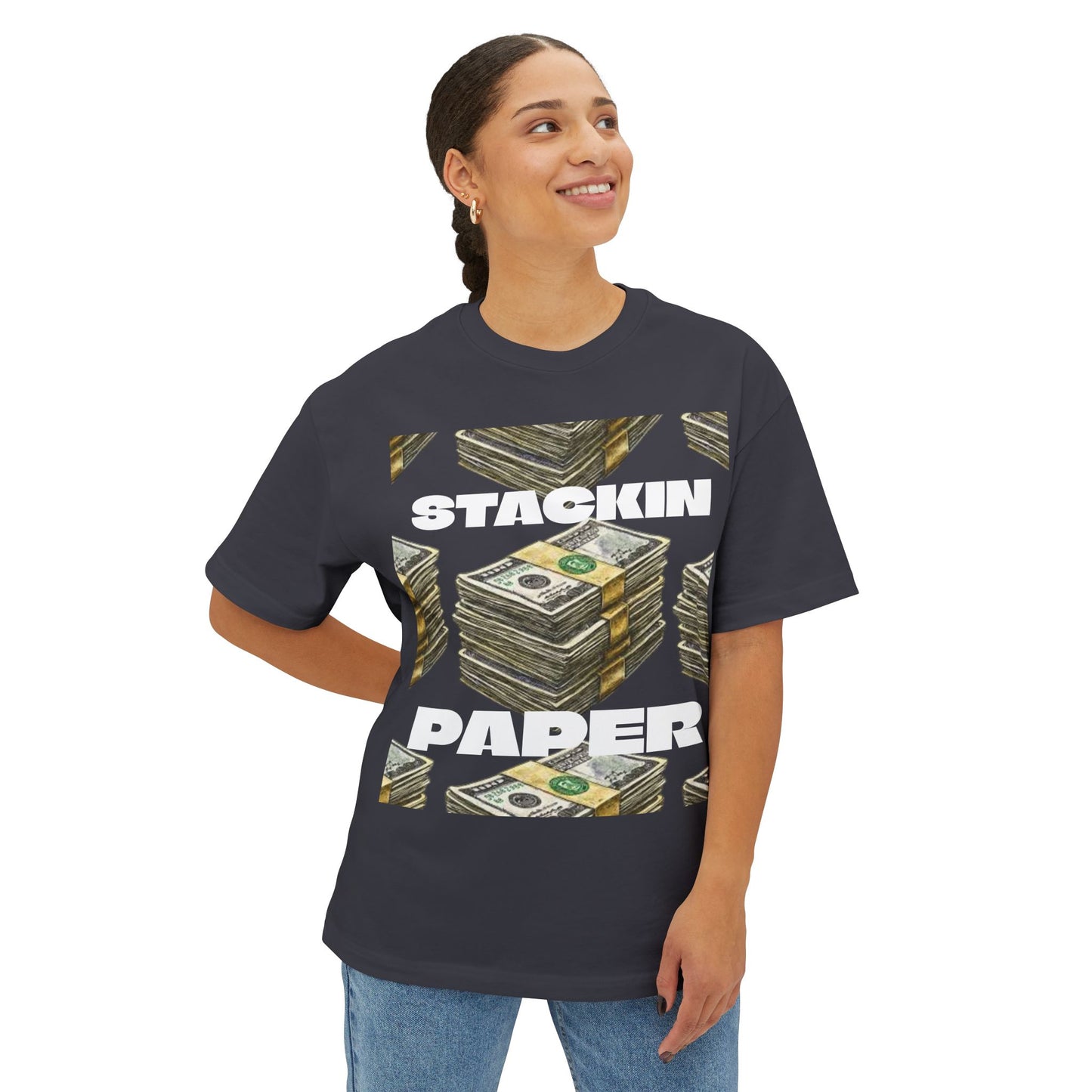 "STACKIN PAPER" Graphic Boxy Tee