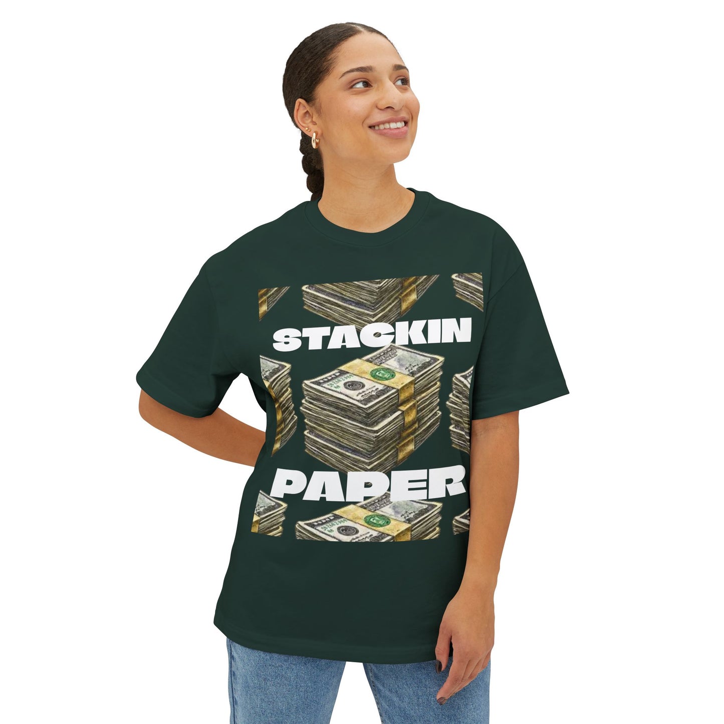 "STACKIN PAPER" Graphic Boxy Tee